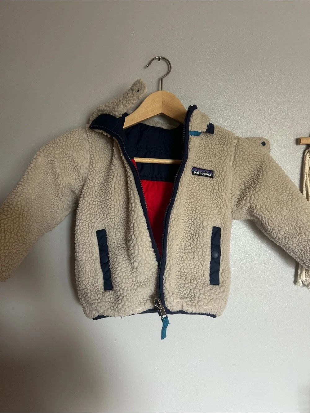 Patagonia 3T Navy/Red Sherpa-Lined Winter Jacket , reversible, great condition